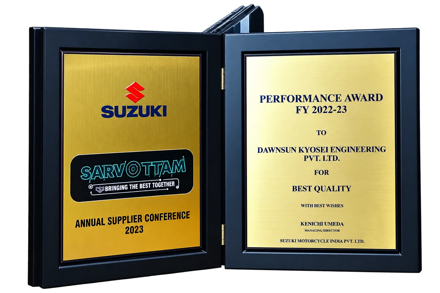 Suzuki Performance Award Plaque Folio